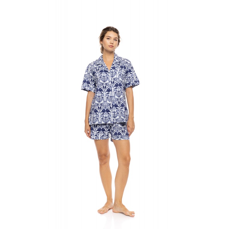 S1550 - Type - PYJAMA BUTTONED SHORT PANTS BLUE TROPICAL- (S1550) S1550 - Type - PYJAMA BUTTONED SHORT PANTS BLUE TROPICAL- (S1550)