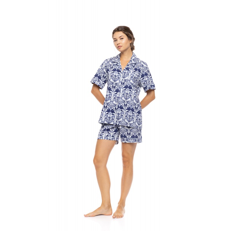 S1550 - Type - PYJAMA BUTTONED SHORT PANTS BLUE TROPICAL- (S1550) S1550 - Type - PYJAMA BUTTONED SHORT PANTS BLUE TROPICAL- (S1550)