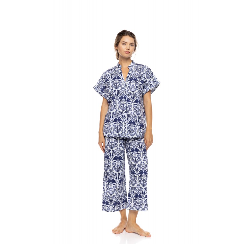S1551 - Type - PYJAMA BUTTONED BLUE TROPICAL- (S1551)