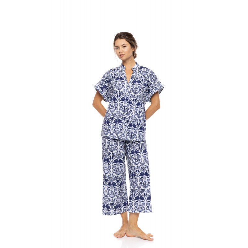 S1551 - Type - PYJAMA BUTTONED BLUE TROPICAL- (S1551)
