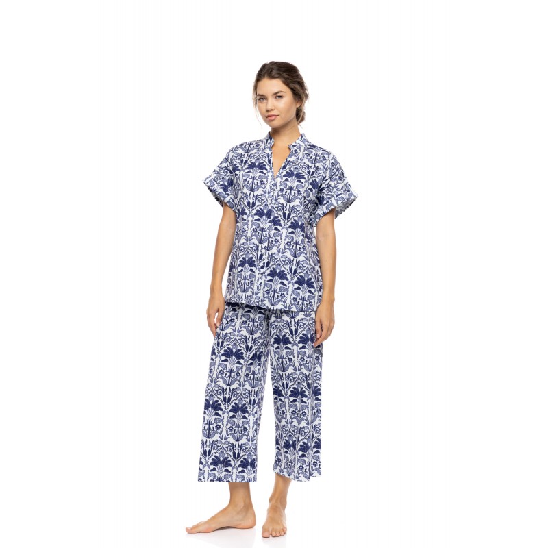 S1551 - Type - PYJAMA BUTTONED BLUE TROPICAL- (S1551)