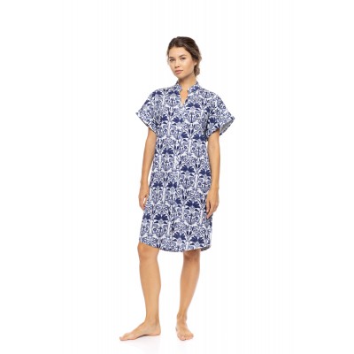 S1552 - Type - NIGHTGOWN BUTTONED BLUE TROPICAL- (S1552)
