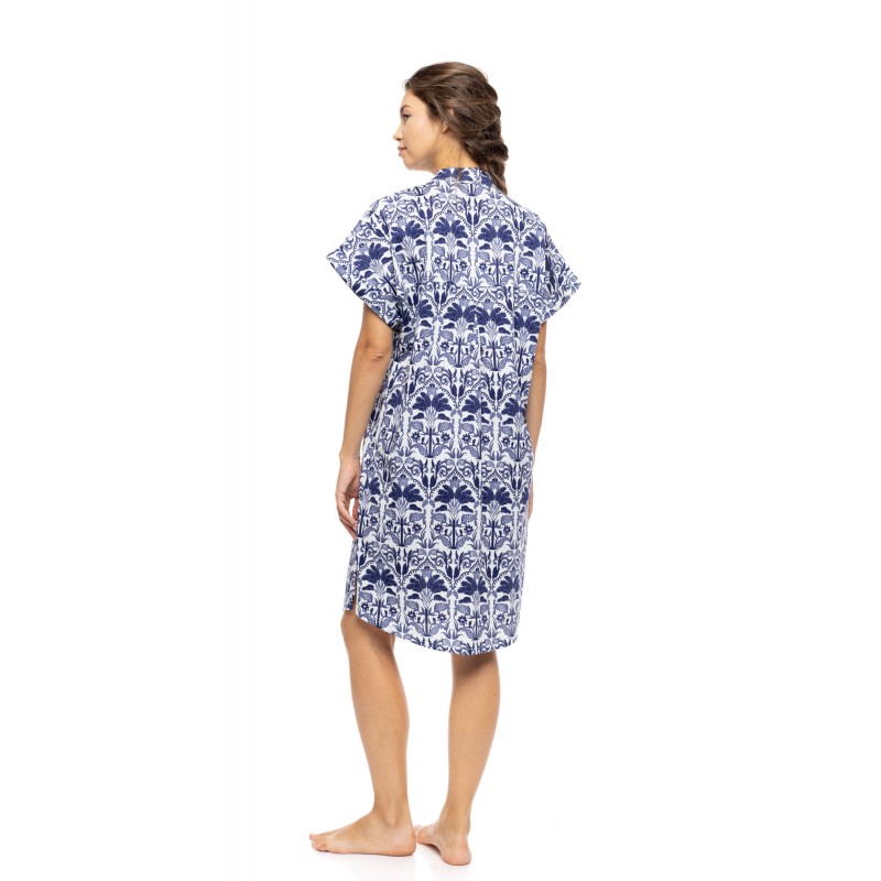 S1552 - Type - NIGHTGOWN BUTTONED BLUE TROPICAL- (S1552) S1552 - Type - NIGHTGOWN BUTTONED BLUE TROPICAL- (S1552)
