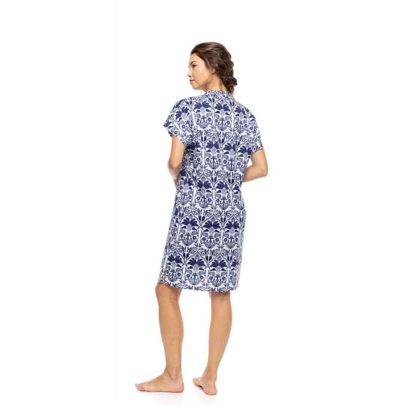 S1552 - Type - NIGHTGOWN BUTTONED BLUE TROPICAL- (S1552) S1552 - Type - NIGHTGOWN BUTTONED BLUE TROPICAL- (S1552)