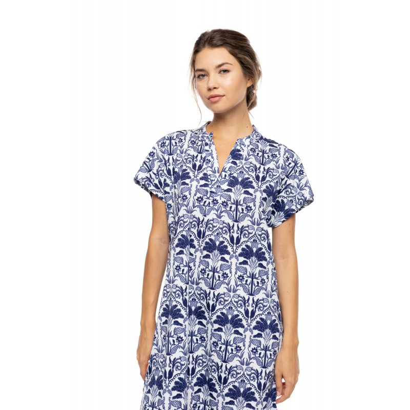 S1552 - Type - NIGHTGOWN BUTTONED BLUE TROPICAL- (S1552) S1552 - Type - NIGHTGOWN BUTTONED BLUE TROPICAL- (S1552)