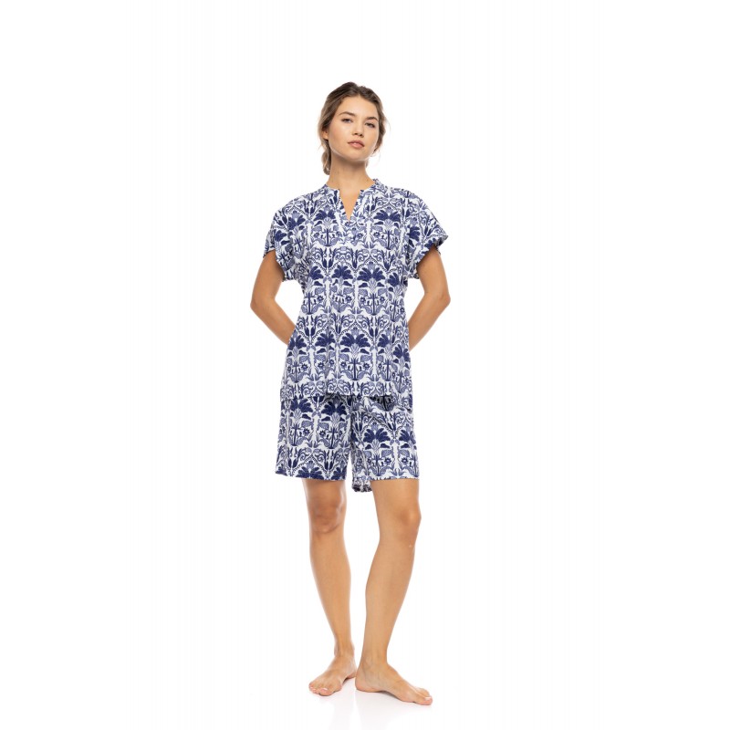 S1553 - Type - PYJAMA SHORTS BLUE TROPICAL- (S1553)