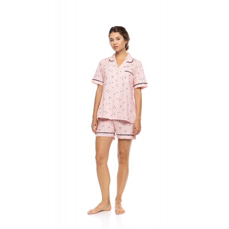 S1577 - Type - PYJAMA BUTTONED SHORT PANTS LITTLE HEART PINK- (S1577)