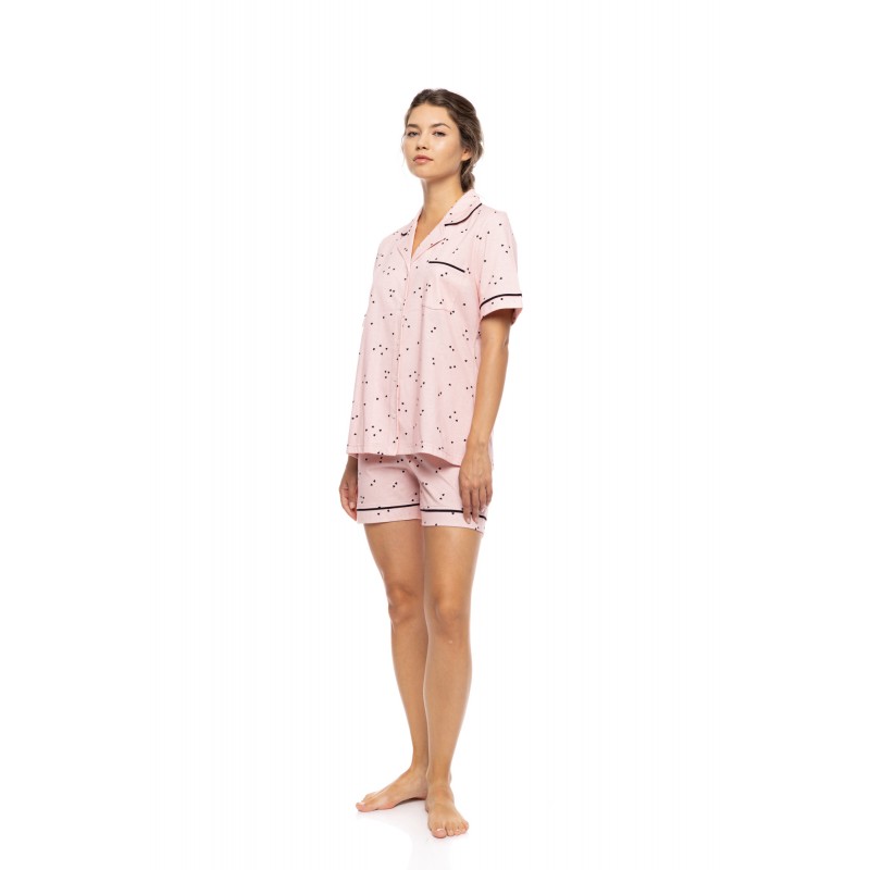 S1577 - Type - PYJAMA BUTTONED SHORT PANTS LITTLE HEART PINK- (S1577)