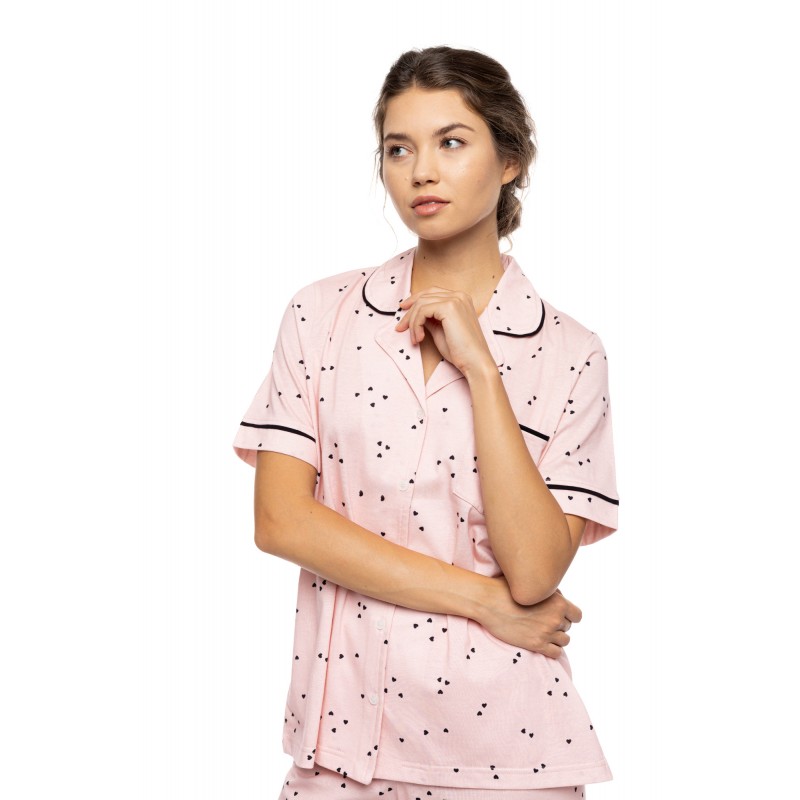 S1577 - Type - PYJAMA BUTTONED SHORT PANTS LITTLE HEART PINK- (S1577)