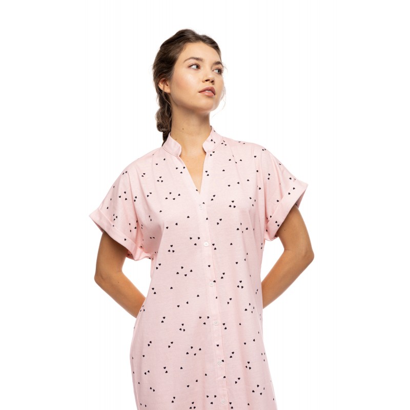 S1578 - Type - NIGHTGOWN BUTTONED LITTLE HEART PINK- (S1578)