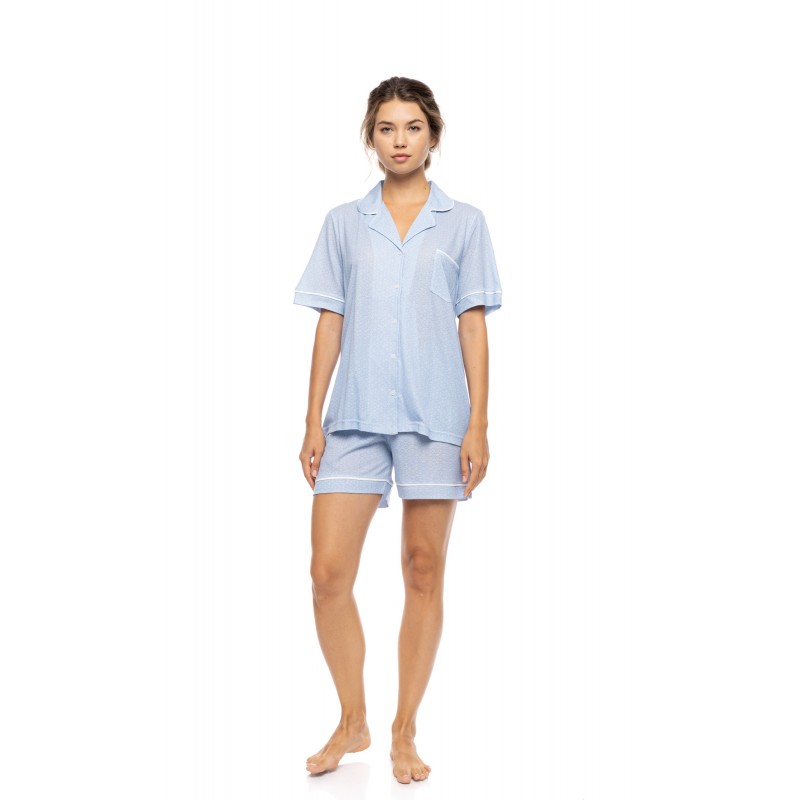 S1585 - Blue Cloud - PYJAMA BUTTONED SHORT PANTS SUMMER GEO- (S1585) S1585 - Blue Cloud - PYJAMA BUTTONED SHORT PANTS SUMMER GEO- (S1585)
