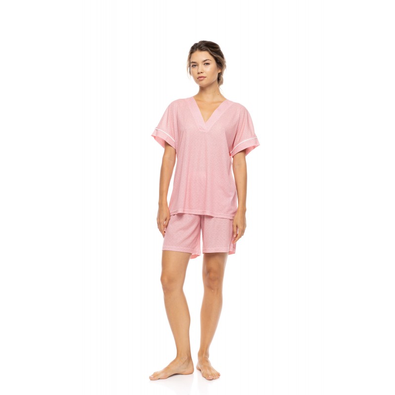 S1589 - Raspberry - PYJAMAS SHORTS SUMMER GEO- (S1589)