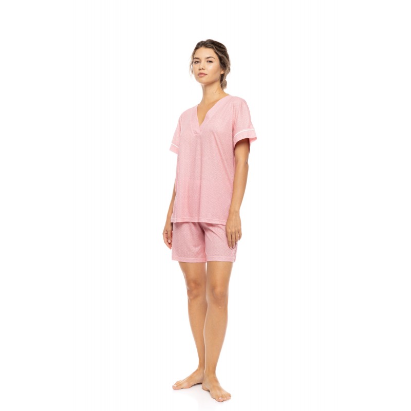 S1589 - Raspberry - PYJAMAS SHORTS SUMMER GEO- (S1589)