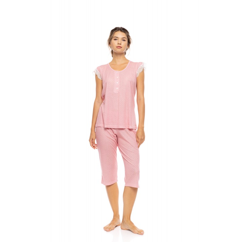 S1591 - Raspberry - PYJAMAS CAPRI SUMMER GEO- (S1591) S1591 - Raspberry - PYJAMAS CAPRI SUMMER GEO- (S1591)