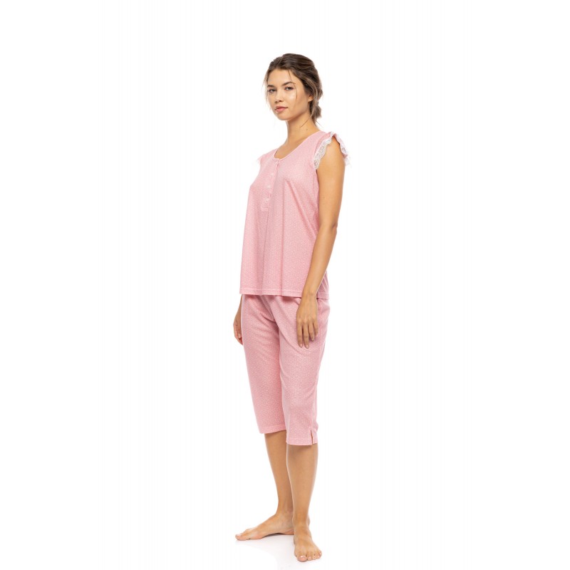 S1591 - Raspberry - PYJAMAS CAPRI SUMMER GEO- (S1591) S1591 - Raspberry - PYJAMAS CAPRI SUMMER GEO- (S1591)