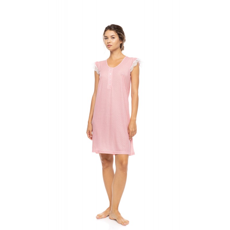 S1592 - Raspberry - NIGHTGOWN SUMMER GEO- (S1592) S1592 - Raspberry - NIGHTGOWN SUMMER GEO- (S1592)