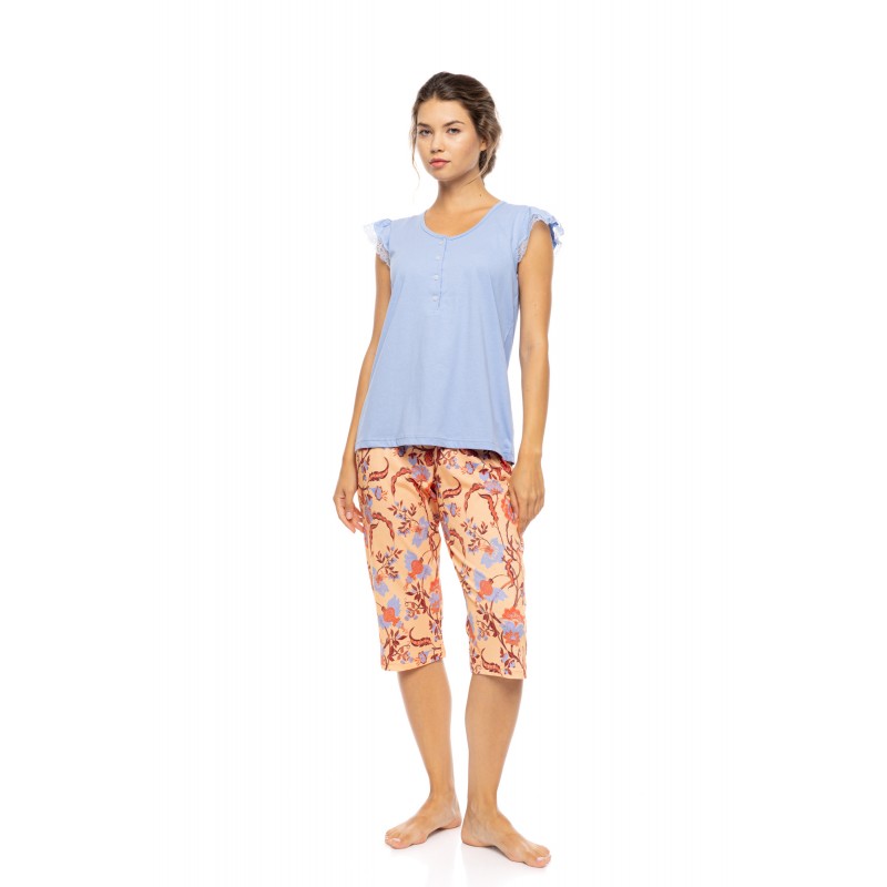 S1613 - Type - PYJAMA CAPRI TROPICAL FLOWER- (S1613) S1613 - Type - PYJAMA CAPRI TROPICAL FLOWER- (S1613)