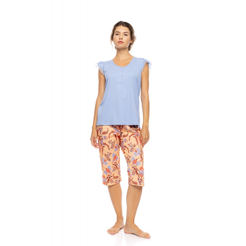 S1613 - Type - PYJAMA CAPRI TROPICAL FLOWER- (S1613) S1613 - Type - PYJAMA CAPRI TROPICAL FLOWER- (S1613)