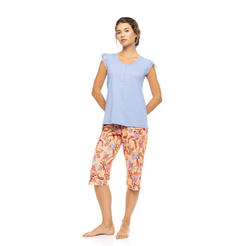 S1613 - Type - PYJAMA CAPRI TROPICAL FLOWER- (S1613) S1613 - Type - PYJAMA CAPRI TROPICAL FLOWER- (S1613)