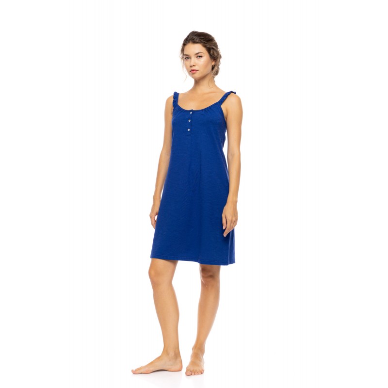 S1618 - Indigo Blue - NIGHTGOWN SOLID SUMMER DAISY- (S1618) S1618 - Indigo Blue - NIGHTGOWN SOLID SUMMER DAISY- (S1618)