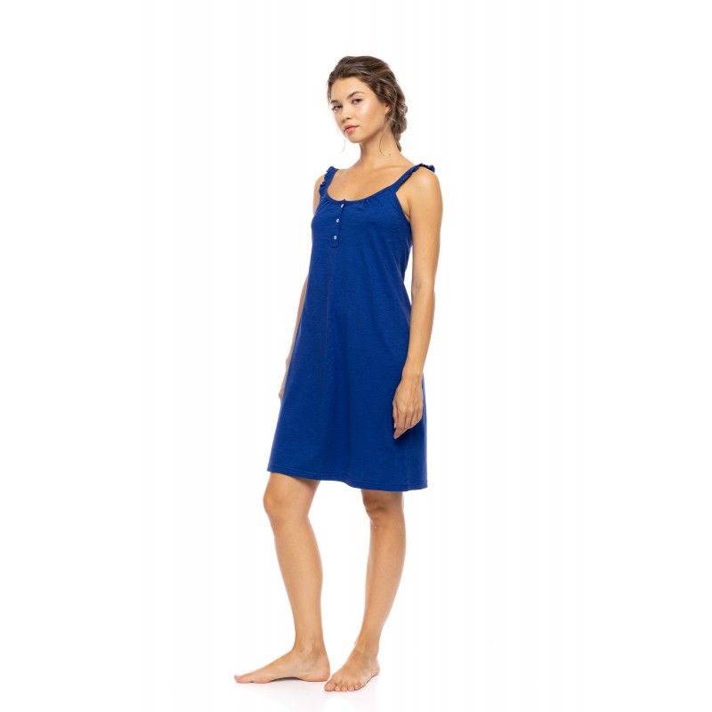 S1618 - Indigo Blue - NIGHTGOWN SOLID SUMMER DAISY- (S1618) S1618 - Indigo Blue - NIGHTGOWN SOLID SUMMER DAISY- (S1618)