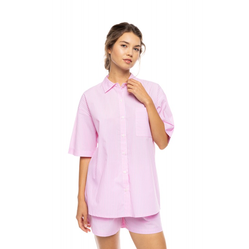 S1625 - Blue Cloud - PYJAMA BUTTONED SHORT PANTS DUO STRIPE- (S1625) S1625 - Blue Cloud - PYJAMA BUTTONED SHORT PANTS DUO STRIPE- (S1625)