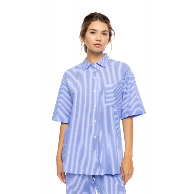 S1626 - Blue Cloud - PYJAMA BUTTONED LONG PANTS DUO STRIPE- (S1626) S1626 - Blue Cloud - PYJAMA BUTTONED LONG PANTS DUO STRIPE- (S1626)