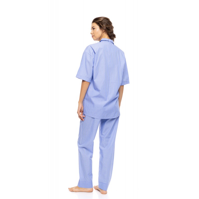 S1626 - Baby Pink - PYJAMA BUTTONED LONG PANTS DUO STRIPE- (S1626)