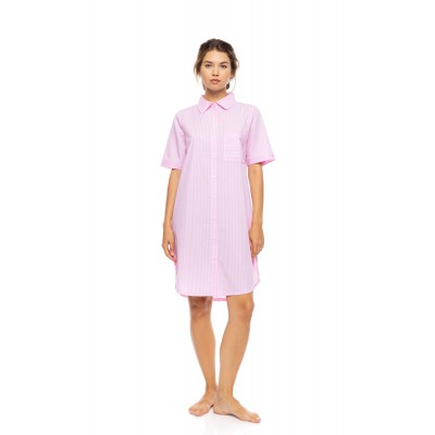 S1627 - Blue Cloud - NIGHTGOWN BUTTONED DUO STRIPE- (S1627)