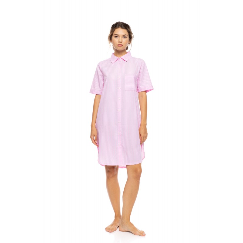 S1627 - Blue Cloud - NIGHTGOWN BUTTONED DUO STRIPE- (S1627) S1627 - Blue Cloud - NIGHTGOWN BUTTONED DUO STRIPE- (S1627)
