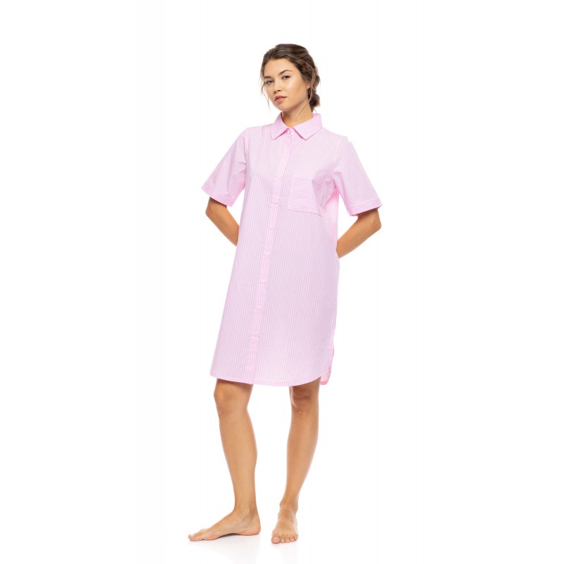 S1627 - Blue Cloud - NIGHTGOWN BUTTONED DUO STRIPE- (S1627) S1627 - Blue Cloud - NIGHTGOWN BUTTONED DUO STRIPE- (S1627)