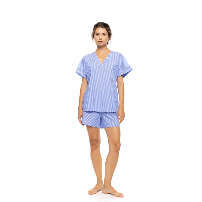 S1628 - Blue Cloud - PYJAMA SHORT PANTS DUO STRIPE- (S1628) S1628 - Blue Cloud - PYJAMA SHORT PANTS DUO STRIPE- (S1628)