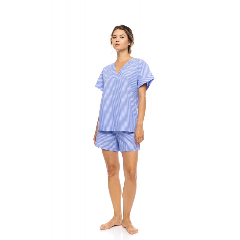S1628 - Blue Cloud - PYJAMA SHORT PANTS DUO STRIPE- (S1628) S1628 - Blue Cloud - PYJAMA SHORT PANTS DUO STRIPE- (S1628)