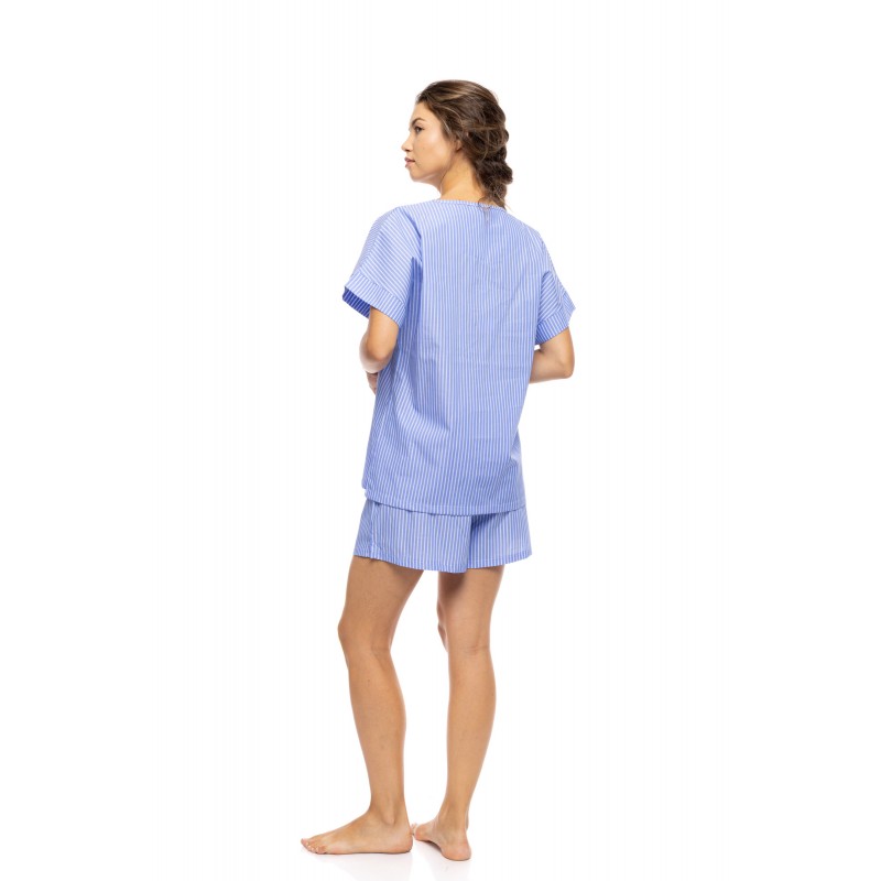 S1628 - Blue Cloud - PYJAMA SHORT PANTS DUO STRIPE- (S1628) S1628 - Blue Cloud - PYJAMA SHORT PANTS DUO STRIPE- (S1628)