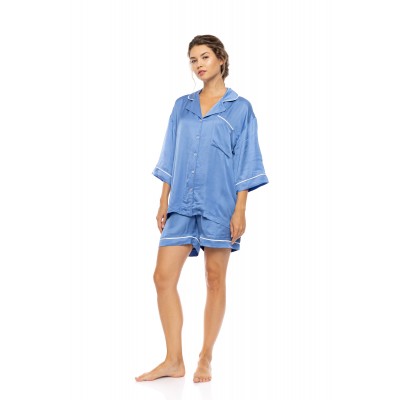 S1638 - Blue Cloud - PYJAMA BUTTONED SHORT PATNS PURE CHIC- (S1638)