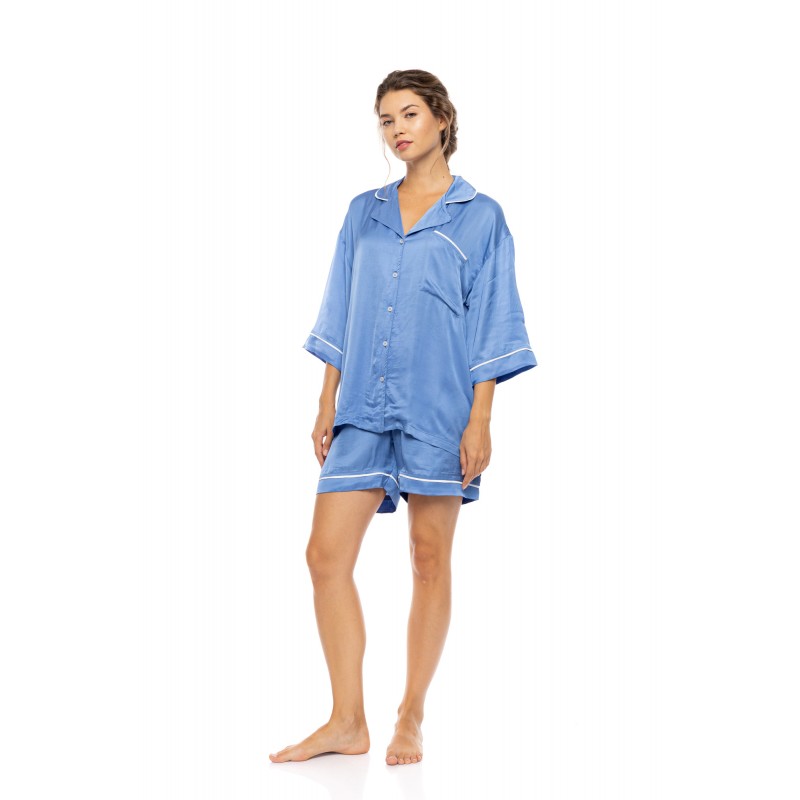 S1638 - Blue Cloud - PYJAMA BUTTONED SHORT PATNS PURE CHIC- (S1638) S1638 - Blue Cloud - PYJAMA BUTTONED SHORT PATNS PURE CHIC- (S1638)