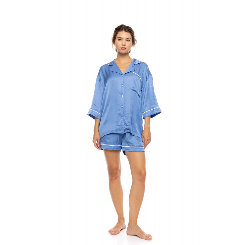 S1638 - Blue Cloud - PYJAMA BUTTONED SHORT PATNS PURE CHIC- (S1638) S1638 - Blue Cloud - PYJAMA BUTTONED SHORT PATNS PURE CHIC- (S1638)