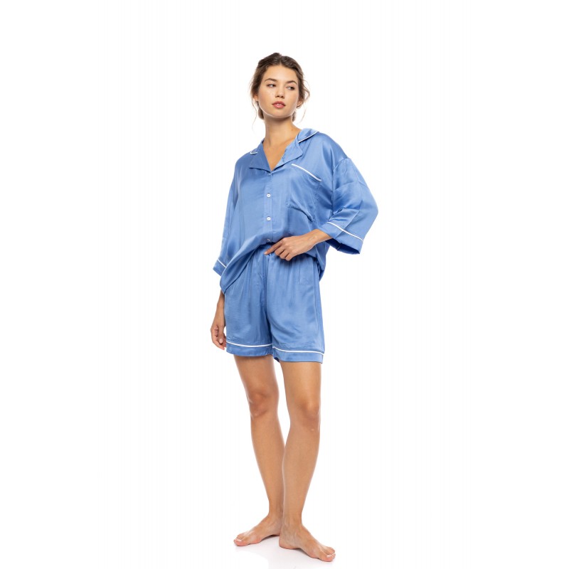 S1638 - Blue Cloud - PYJAMA BUTTONED SHORT PATNS PURE CHIC- (S1638) S1638 - Blue Cloud - PYJAMA BUTTONED SHORT PATNS PURE CHIC- (S1638)