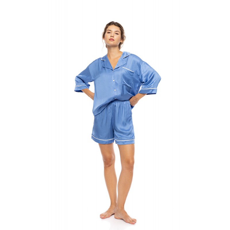S1638 - Blue Cloud - PYJAMA BUTTONED SHORT PATNS PURE CHIC- (S1638) S1638 - Blue Cloud - PYJAMA BUTTONED SHORT PATNS PURE CHIC- (S1638)