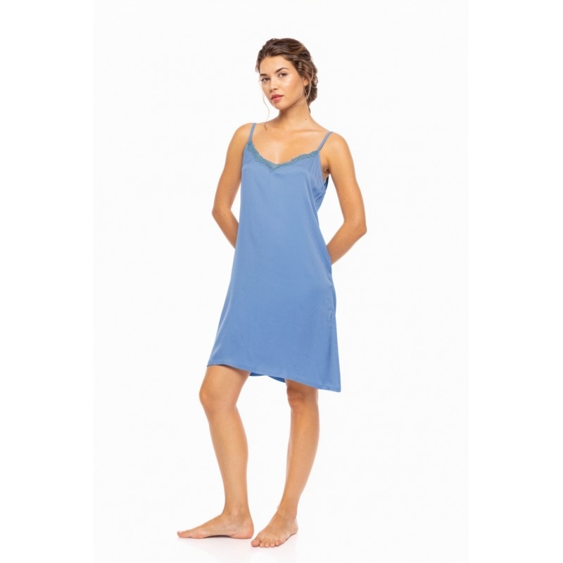 S1640 - Blue Cloud - NIGHTGOWN SATIN PURE CHIC- (S1640) S1640 - Blue Cloud - NIGHTGOWN SATIN PURE CHIC- (S1640)