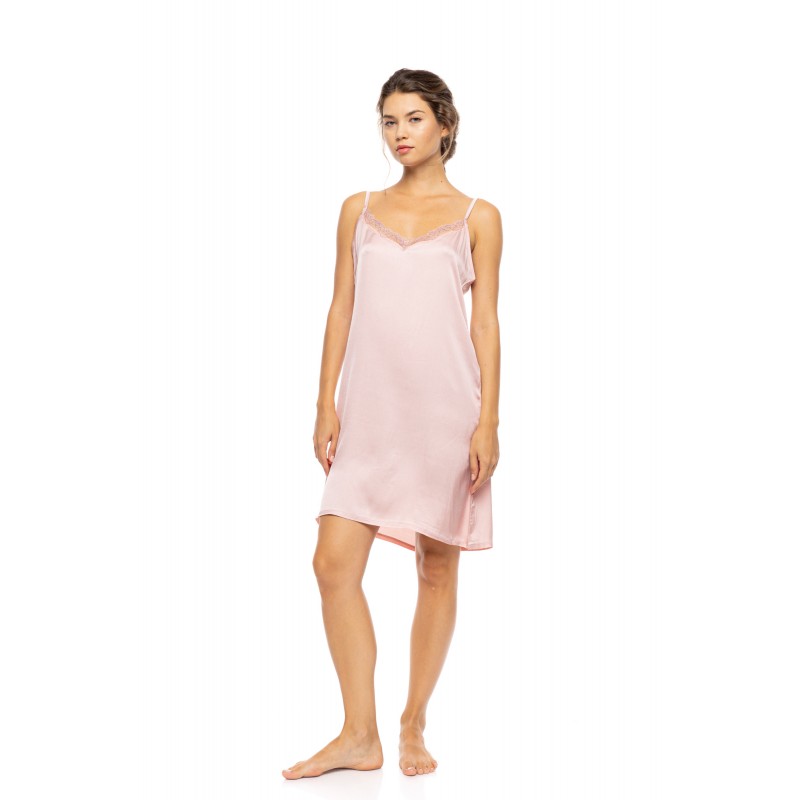 S1640 - Peach Pink - NIGHTGOWN SATIN PURE CHIC- (S1640)