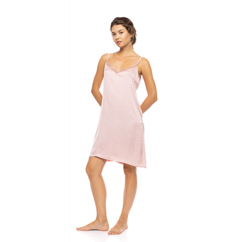 S1640 - Peach Pink - NIGHTGOWN SATIN PURE CHIC- (S1640)