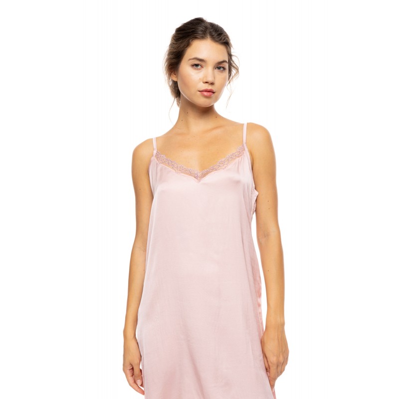 S1640 - Peach Pink - NIGHTGOWN SATIN PURE CHIC- (S1640)