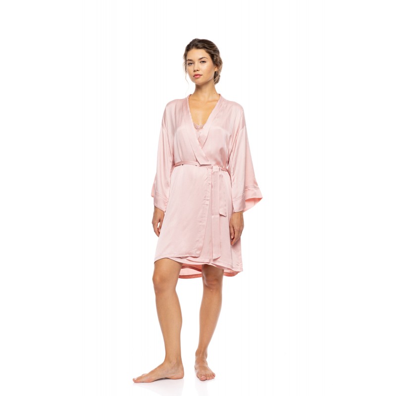 S1642 - Peach Pink - ROBE SATIN PURE CHIC- (S1642)