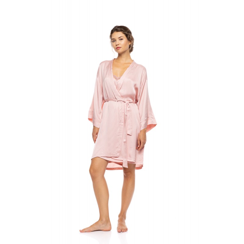S1642 - Peach Pink - ROBE SATIN PURE CHIC- (S1642)