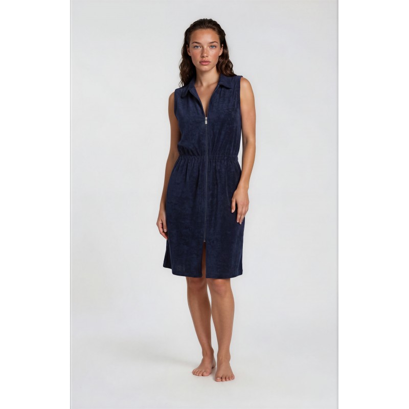 S461_1 - Blue - Beachwaer Terry Zipper Solid- (S461_1) S461_1 - Blue - Beachwaer Terry Zipper Solid- (S461_1)
