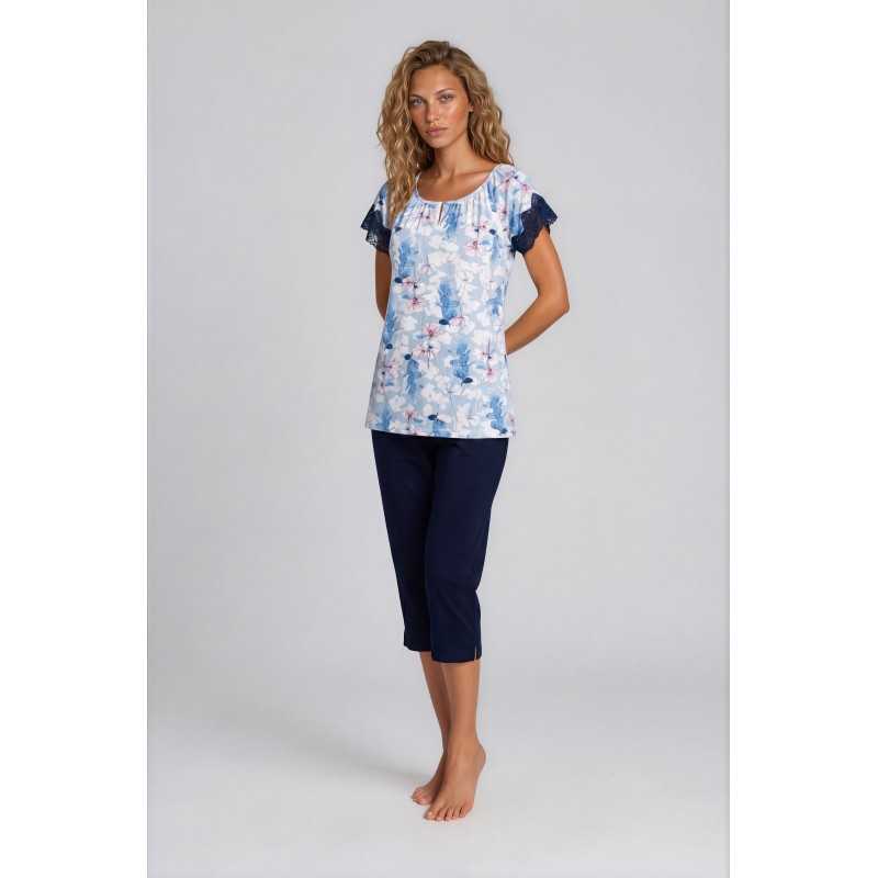 S751 - Type - PIJAMA BLUE FLOWERS CAPRI- (S751) S751 - Type - PIJAMA BLUE FLOWERS CAPRI- (S751)
