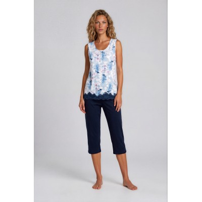 S753 - Type - PIJAMA BLUE FLOWERS CAPRI- (S753)