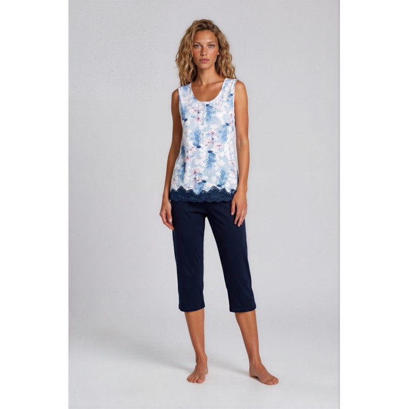 S753 - Type - PIJAMA BLUE FLOWERS CAPRI- (S753) S753 - Type - PIJAMA BLUE FLOWERS CAPRI- (S753)