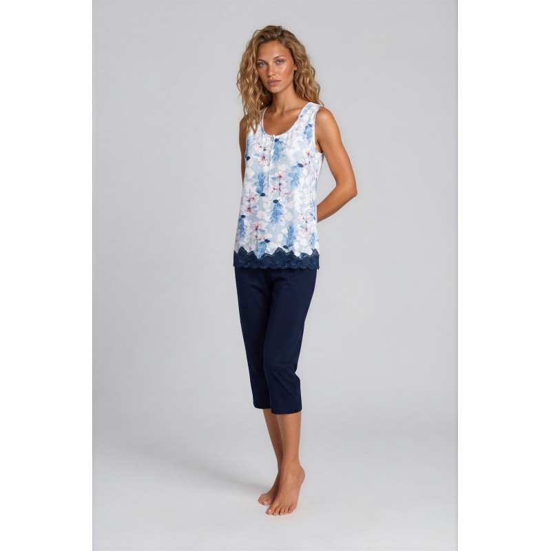 S753 - Type - PIJAMA BLUE FLOWERS CAPRI- (S753) S753 - Type - PIJAMA BLUE FLOWERS CAPRI- (S753)